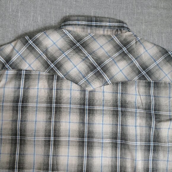Wrangler Pearl Snap Shirt Size 2XL XXL Short Sleeve Plaid Western Rodeo Cowboy - Picture 7 of 10
